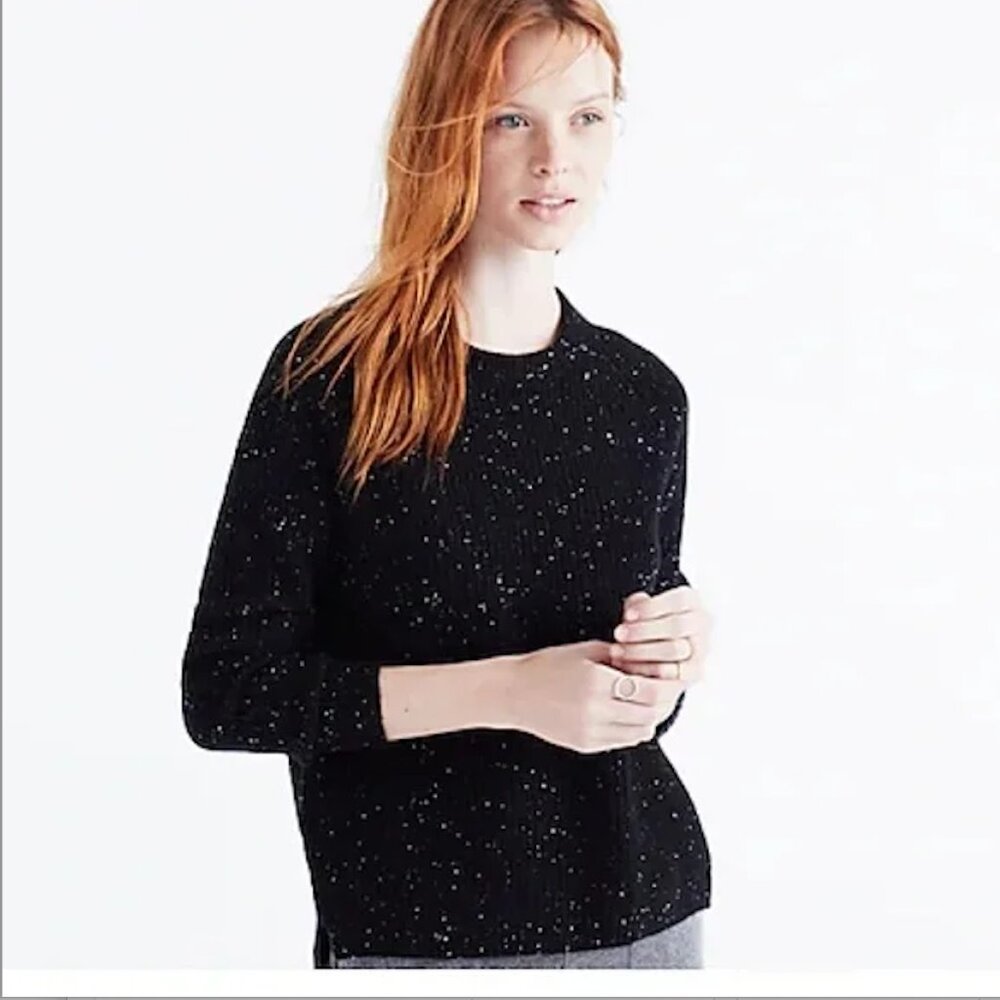 Madewell Black Cotton Neon Speckle Confetti Sweater Pullover Sweater Size Small